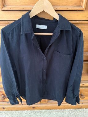 Everlane Black Relaxed Button-Up Shirt Gauzy Light Cotton 14